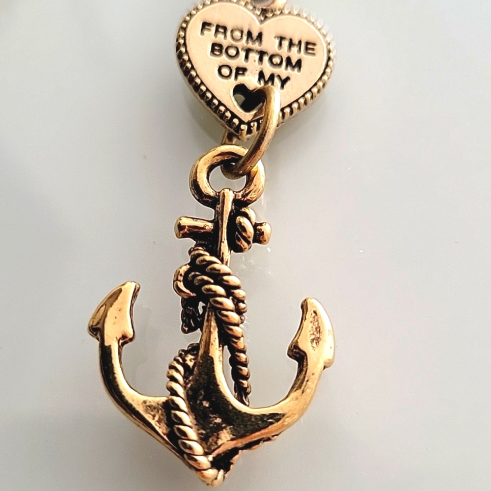 Gold Tone Anchor Heart Necklace - Picture 4 of 4